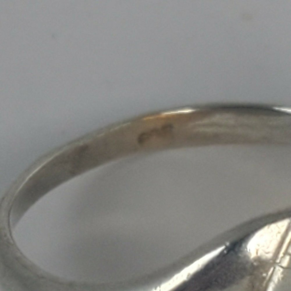Vtg Sterling Silver SOLD Cognac Honey Amber Ring - Picture 8 of 11